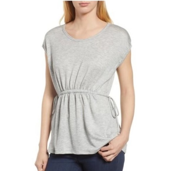 BOBEAU Cinched Waist French Terry Top - Picture 1 of 6